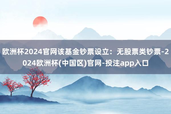 欧洲杯2024官网该基金钞票设立：无股票类钞票-2024欧洲杯(中国区)官网-投注app入口