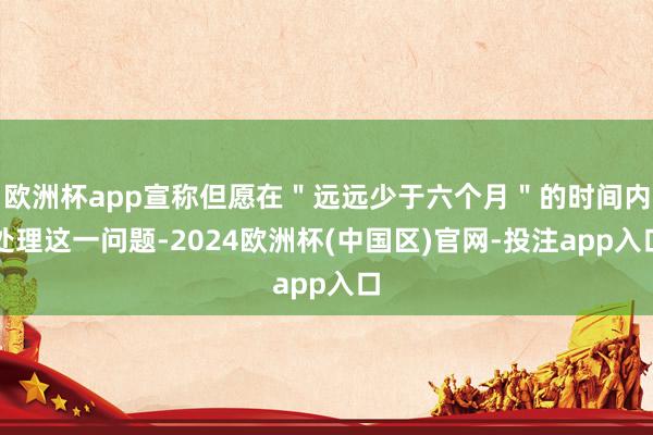 欧洲杯app宣称但愿在＂远远少于六个月＂的时间内处理这一问题-2024欧洲杯(中国区)官网-投注app入口