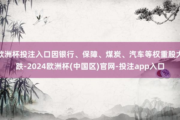 欧洲杯投注入口因银行、保障、煤炭、汽车等权重股大跌-2024欧洲杯(中国区)官网-投注app入口