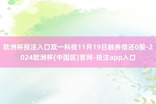 欧洲杯投注入口双一科技11月19日融券偿还0股-2024欧洲杯(中国区)官网-投注app入口
