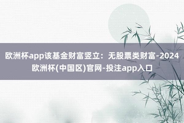 欧洲杯app该基金财富竖立：无股票类财富-2024欧洲杯(中国区)官网-投注app入口