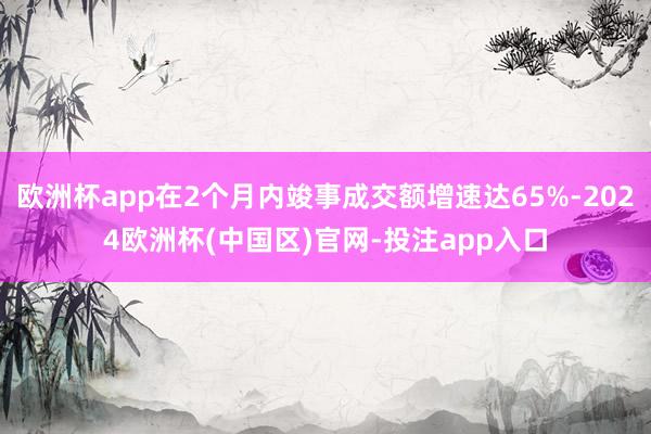 欧洲杯app在2个月内竣事成交额增速达65%-2024欧洲杯(中国区)官网-投注app入口