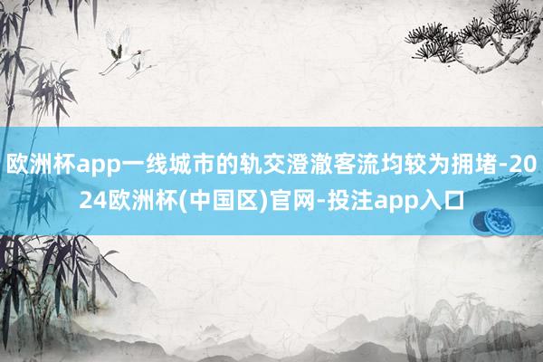 欧洲杯app一线城市的轨交澄澈客流均较为拥堵-2024欧洲杯(中国区)官网-投注app入口