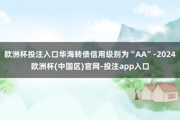 欧洲杯投注入口华海转债信用级别为“AA”-2024欧洲杯(中国区)官网-投注app入口