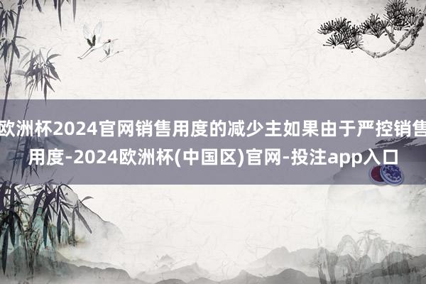 欧洲杯2024官网销售用度的减少主如果由于严控销售用度-2024欧洲杯(中国区)官网-投注app入口