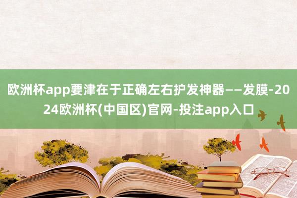 欧洲杯app要津在于正确左右护发神器——发膜-2024欧洲杯(中国区)官网-投注app入口