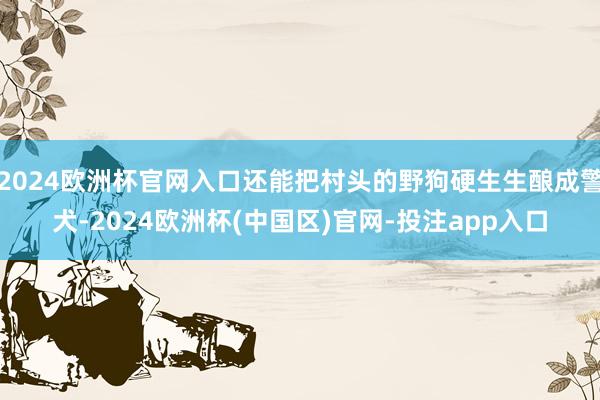 2024欧洲杯官网入口还能把村头的野狗硬生生酿成警犬-2024欧洲杯(中国区)官网-投注app入口