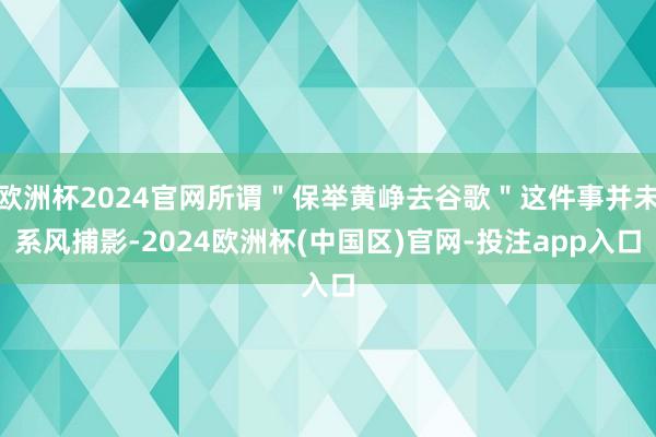 欧洲杯2024官网所谓＂保举黄峥去谷歌＂这件事并未系风捕影-2024欧洲杯(中国区)官网-投注app入口