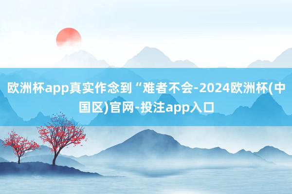 欧洲杯app真实作念到“难者不会-2024欧洲杯(中国区)官网-投注app入口