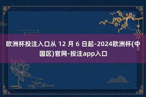 欧洲杯投注入口从 12 月 6 日起-2024欧洲杯(中国区)官网-投注app入口