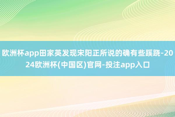 欧洲杯app田家英发现宋阳正所说的确有些蹊跷-2024欧洲杯(中国区)官网-投注app入口