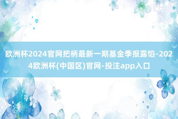 欧洲杯2024官网把柄最新一期基金季报露馅-2024欧洲杯(中国区)官网-投注app入口