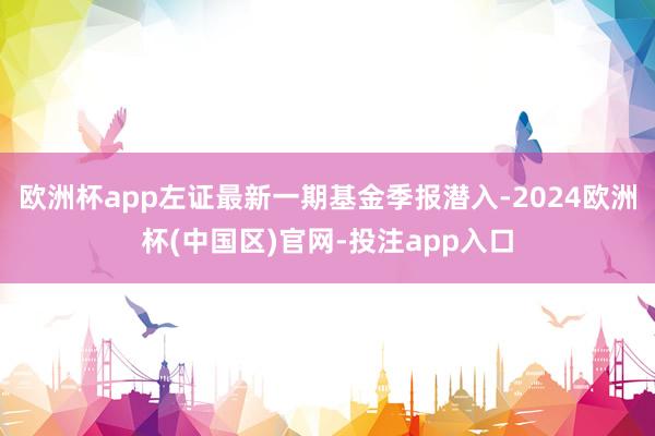 欧洲杯app左证最新一期基金季报潜入-2024欧洲杯(中国区)官网-投注app入口