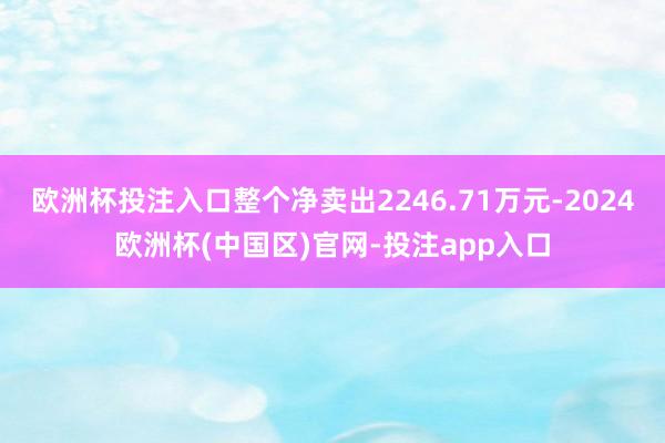 欧洲杯投注入口整个净卖出2246.71万元-2024欧洲杯(中国区)官网-投注app入口